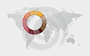 Colored pie chart on the world map