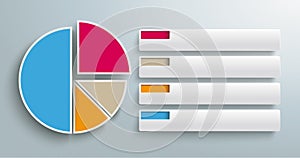 Colored Piechart 4 Pieces Tabs