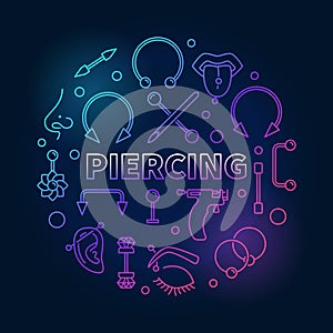 Colored piercing circular vector illustration in thin line style