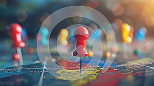 Pins on the World Map.AI generated image