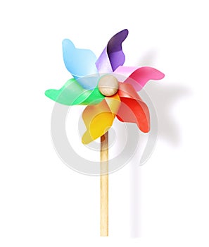 Colored pinwheel or windmill on white background