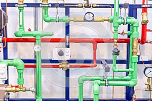 Colored pipes and heating system demo as a background