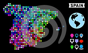 Colored Pixel Spain Map