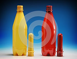 Colored plastic bottles