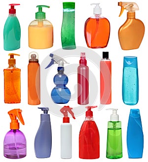 Colored plastic bottles photo