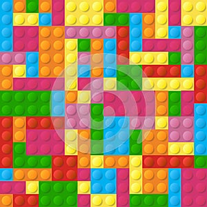 Colored plastic bricks seamless vector pattern