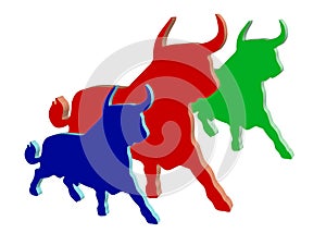 Colored plastic bulls photo