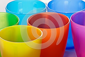 Colored plastic cups