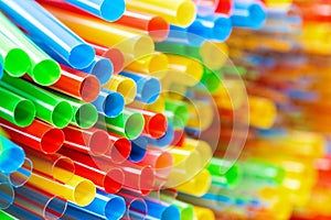 Colored Plastic Drinking Straws closeup