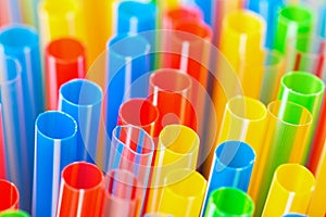 Colored Plastic Drinking Straws closeup