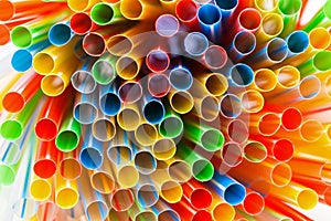 Colored Plastic Drinking Straws closeup