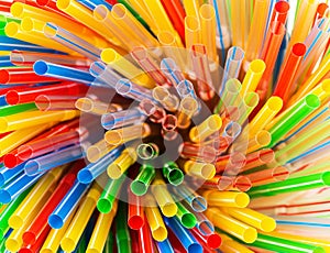 Colored Plastic Drinking Straws closeup