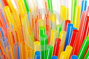 Colored Plastic Drinking Straws closeup