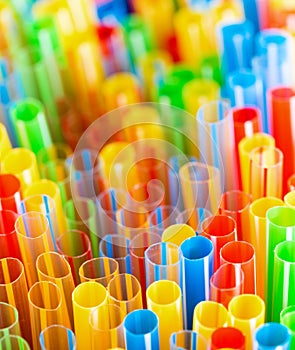 Colored Plastic Drinking Straws closeup