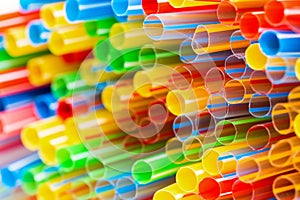 Colored Plastic Drinking Straws closeup