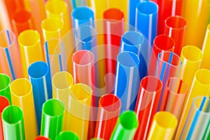 Colored Plastic Drinking Straws closeup