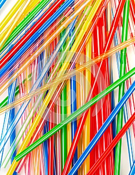 Colored Plastic Drinking Straws closeup