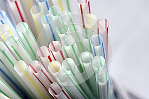 Colored plastic straws photo