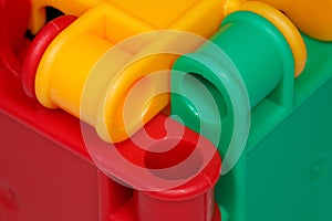 Colored plastic toys closeup