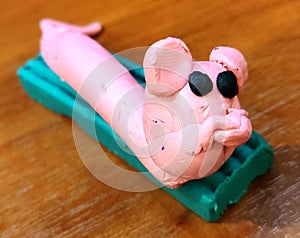 Colored plasticine sousage mouse photo