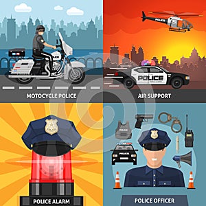 Colored Police Icon Set