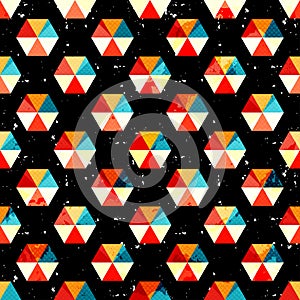 Colored polygons on a black background vector illustration grunge texture