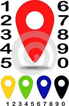 Colored position indicators for maps with number 1