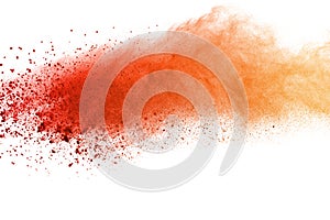 Colored powder explosion. Colored dust splatted.