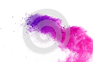 Colored powder explosion. Colored dust splatted.