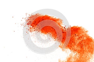 Colored powder explosion. Colored dust splatted.