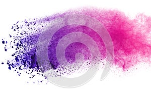 Colored powder explosion. Colored dust splatted.
