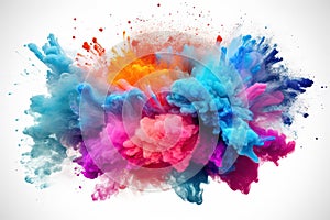 Colored powder explosion over white background - AI Generated