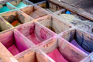 Colored powdered pigment or sand for artwork