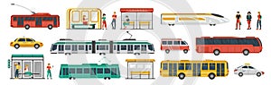 Colored Public Transport Icon Set