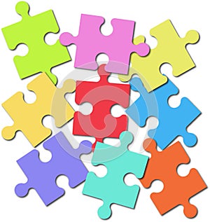Colored puzzle elements isolated on a white background