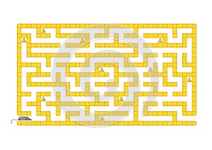 Colored rectangular labyrinth. Help the mouse to collect all the cheese. Game for kids. Puzzle for children. Maze conundrum. Flat