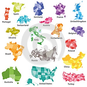 colored regional country maps