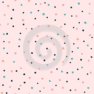 Colored repeating irregular polka dot. Seamless pattern with rounded spots drawn by hand.