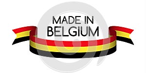 Colored ribbon with the Belgian tricolor, Made in Belgium