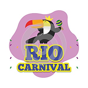 Colored rio de janeiro carnival poster with cute toucan Vector