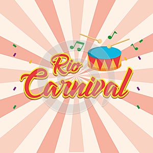 Colored rio de janeiro carnival poster with drum Vector