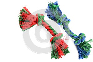 Colored rope cords isolated on white background.