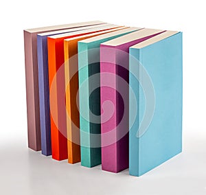 Colored row books with clipping path