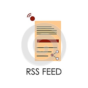 colored rss feed illustration. Element of marketing and business flat for mobile concept and web apps. Isolated rss feed flat can