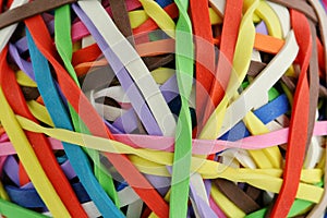 Colored rubberband ball macro photo