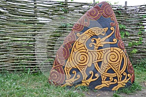 Colored rune stone photo