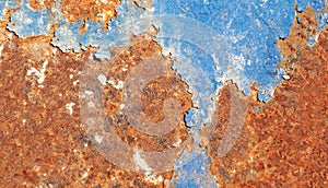 Colored rusty metal sheet. Old grunge metal texture or background, industrial texture for abstract Background