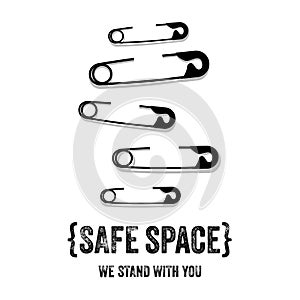 Colored safety pins as a symbol of human rights