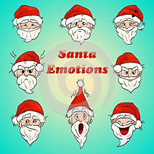 Colored santa emotions