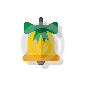 Colored school bell icon on white background with shadow. Back to school. School theme. September 1. Vector EPS10